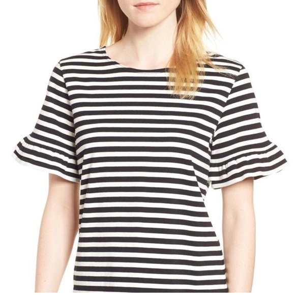 J. Crew Striped Ruffle Sleeve Top Size Small - Picture 5 of 5